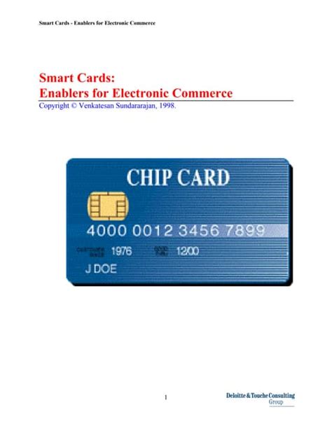 Smart Cards: Enablers for Electronic Commerce 